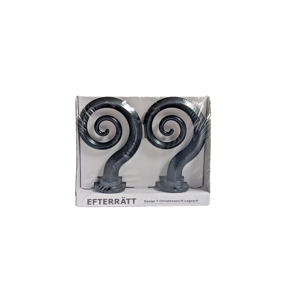 IKEA EFTERÄTT Curtain Rod Finials Swirl Black 603.006.04 Discontinued New Sealed